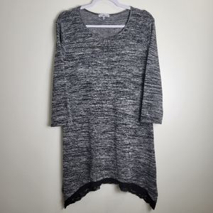 KRISTINE‎ Minimalist 3/4 Sleeve Grey Asymmetrical Tunic or Mini Dress L/XL